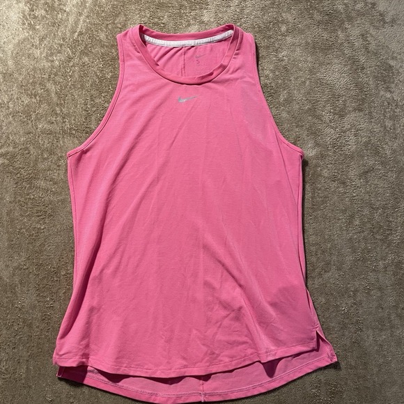 Nike Tops - Nike Tank Top Womens Small Dri Fit Pink Middle Swoosh Racerback Shirt Active Run